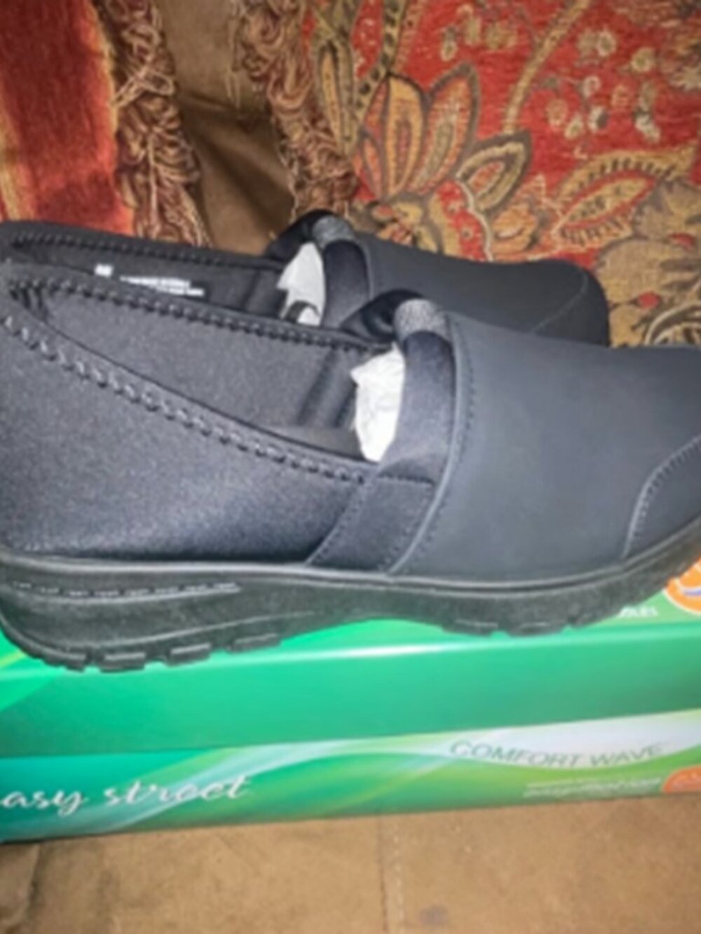 Easy Street Zenni Black Neoprene Slip-On Comfort Shoes Size 8W Lightweight -A443